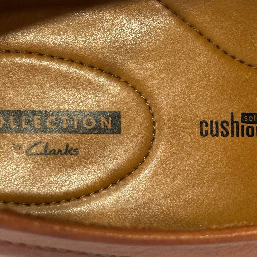Clarks Cushion Collection Dark Tan Leather Slip On Comfort Shoes Size 11 1/2 - Picture 5 of 7